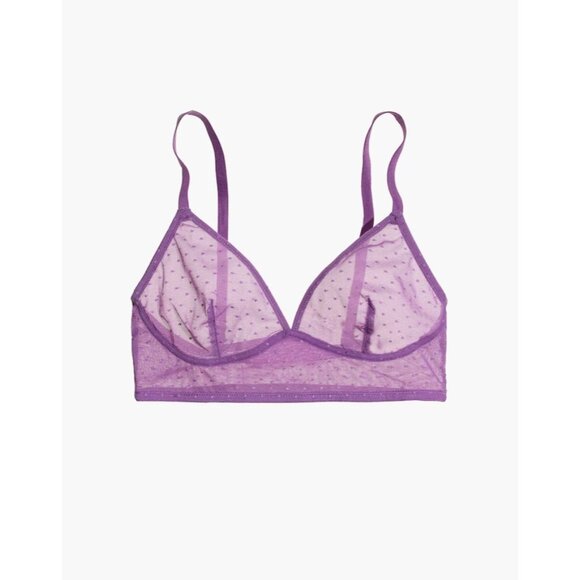 Madewell Swiss-Dot Marisa Longline Bralette in Light Grape Size L - Picture 1 of 8